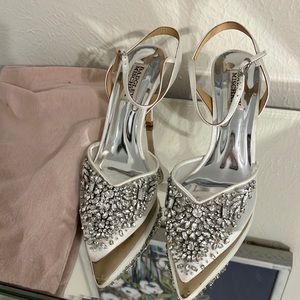 Badgley Mischka, ivory and rhinestone shoes